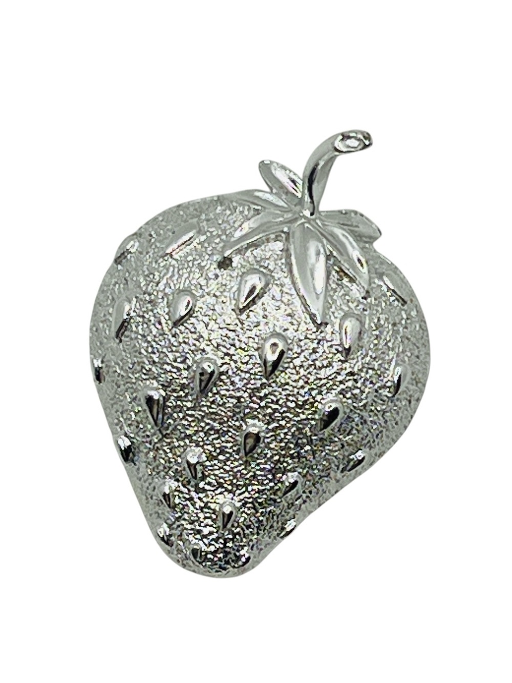 Sarah Coventry Brooch Vintage Silver Tone Strawberry Fruit Pin Signed